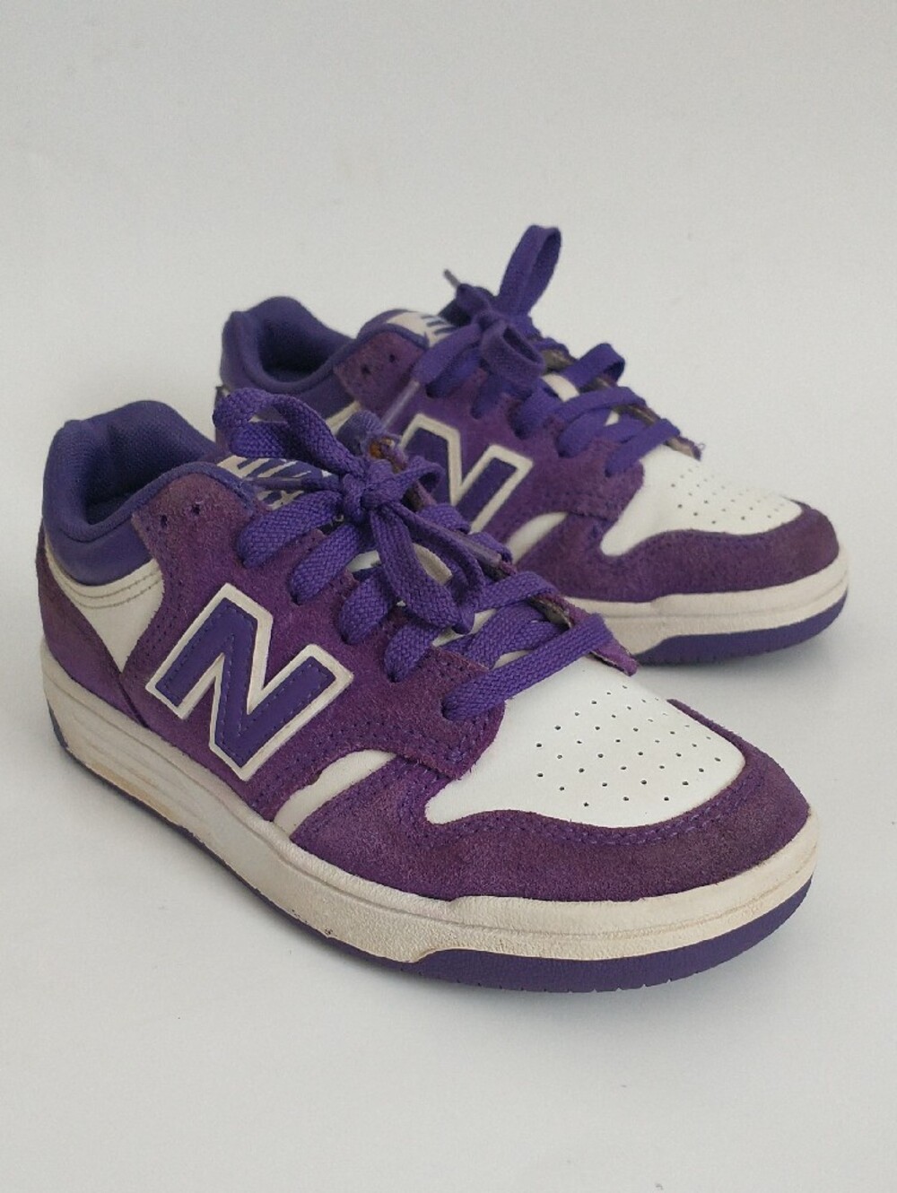 New Balance 480 Kids Purple and White Lace-Up Sneakers. Size 8.5" inch - Picture 3 of 11